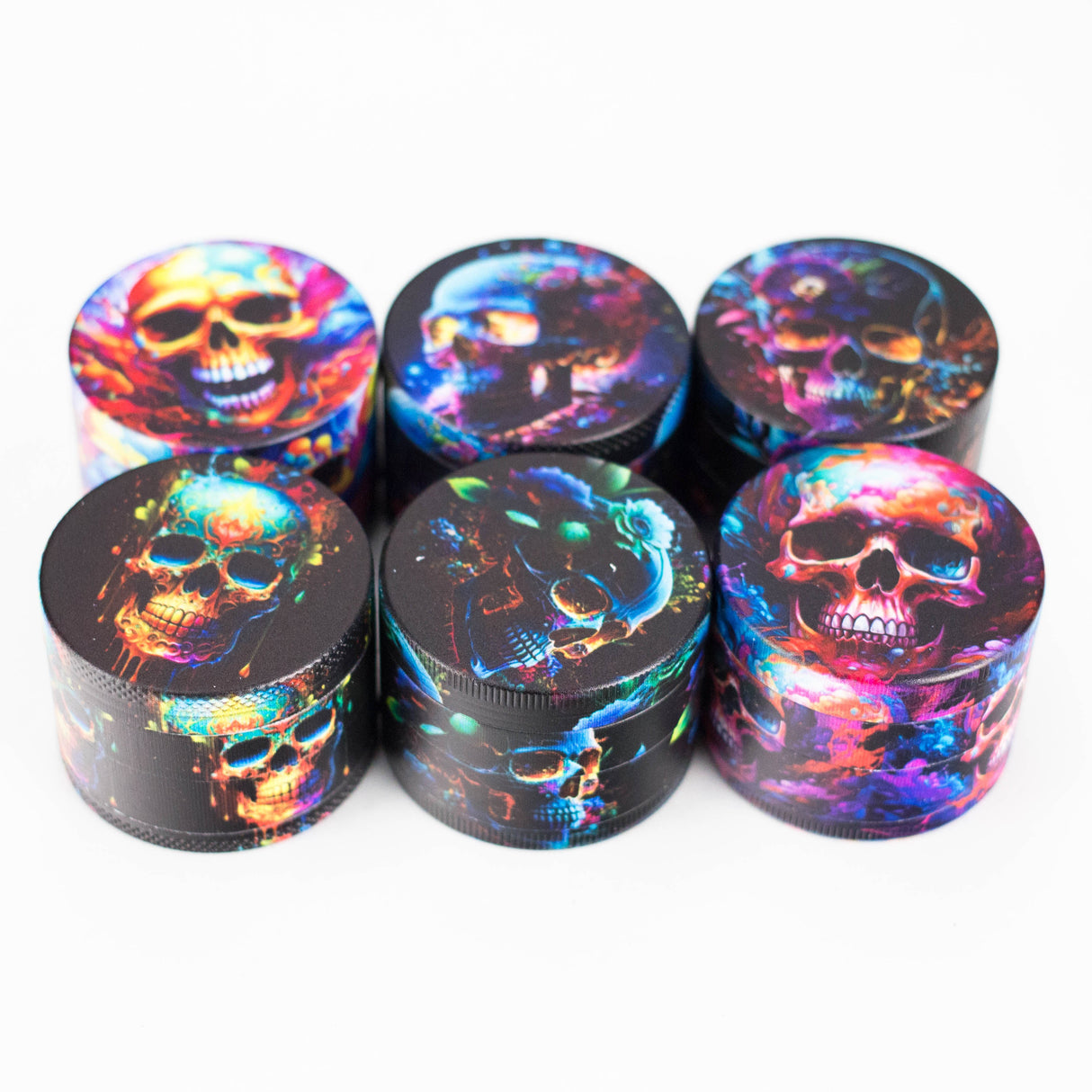 55mm Metal Grinder 4-Part with Print – Display / 12 Pack Display Pack LEHIGH WHOLESALE Skull