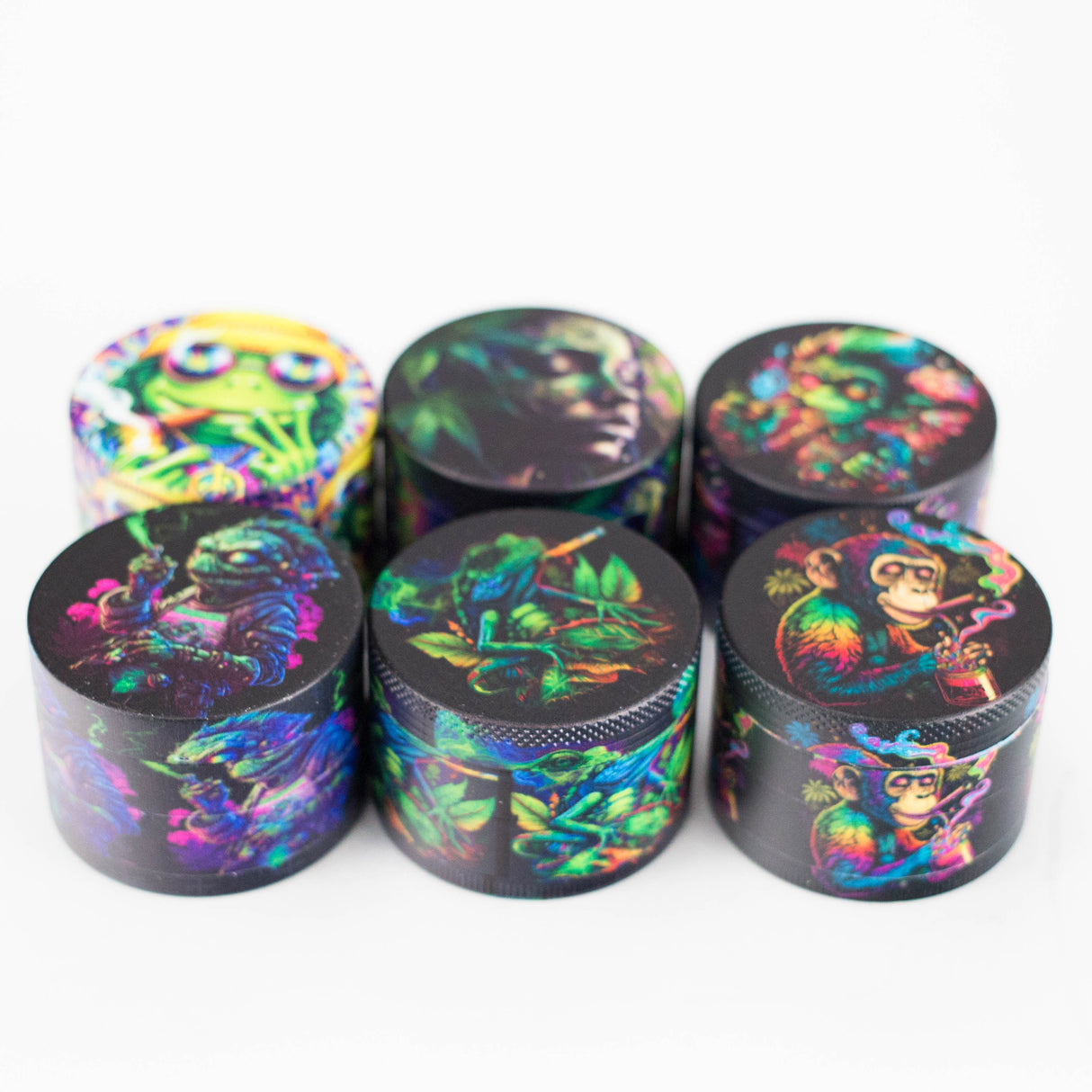 55mm Metal Grinder 4-Part with Print – Display / 12 Pack Display Pack LEHIGH WHOLESALE Frog