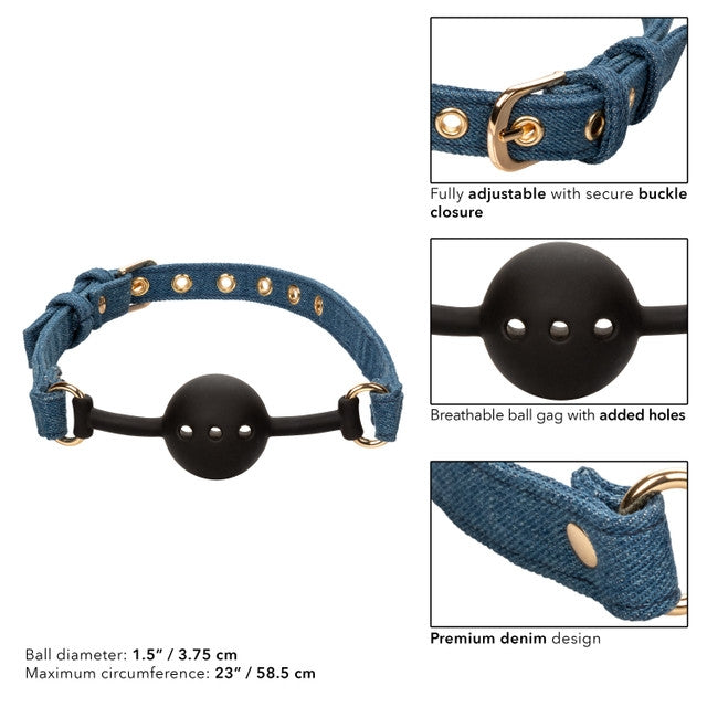 Ride 'Em Premium Denim Collection Ball Gag Adult Toy JAL