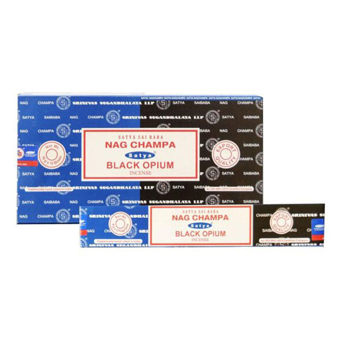 Satya | Nag Champa 16G Incense Display of 12 Incense Maple Craft Inc Black Opium