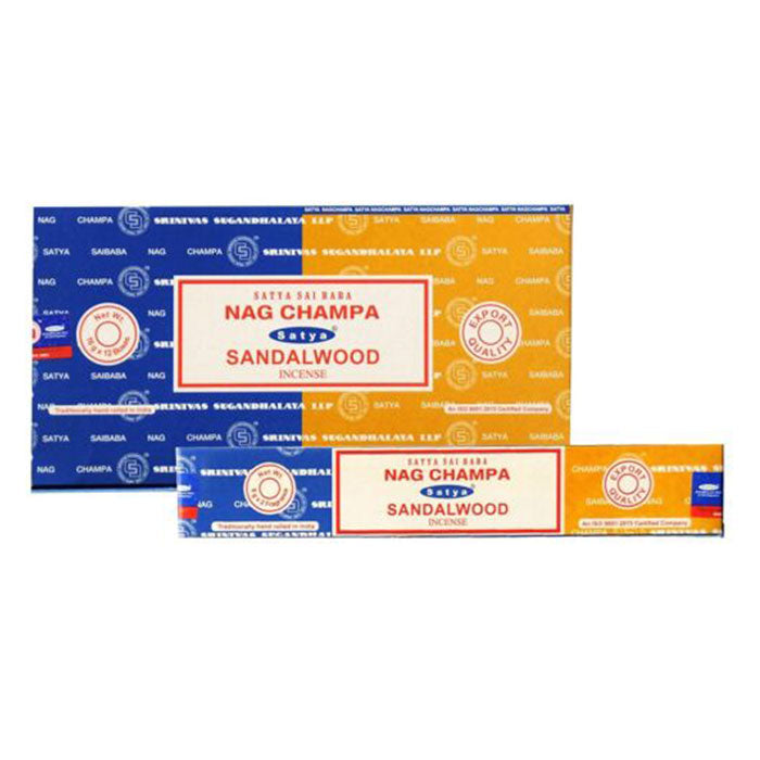 Satya | Nag Champa 16G Incense Display of 12 Incense Maple Craft Inc Sandalwood