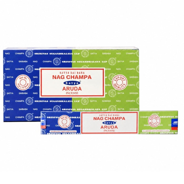 Satya | Nag Champa 16G Incense Display of 12 Incense Maple Craft Inc Arruda