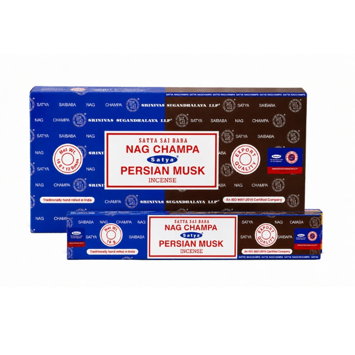 Satya | Nag Champa 16G Incense Display of 12 Incense Maple Craft Inc Persian Musk