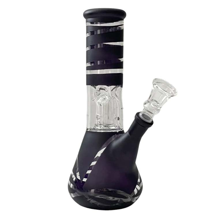 8” Color Spiral Beaker Bong – Built-In Perc Glass Bong Super Supplys Inc Black