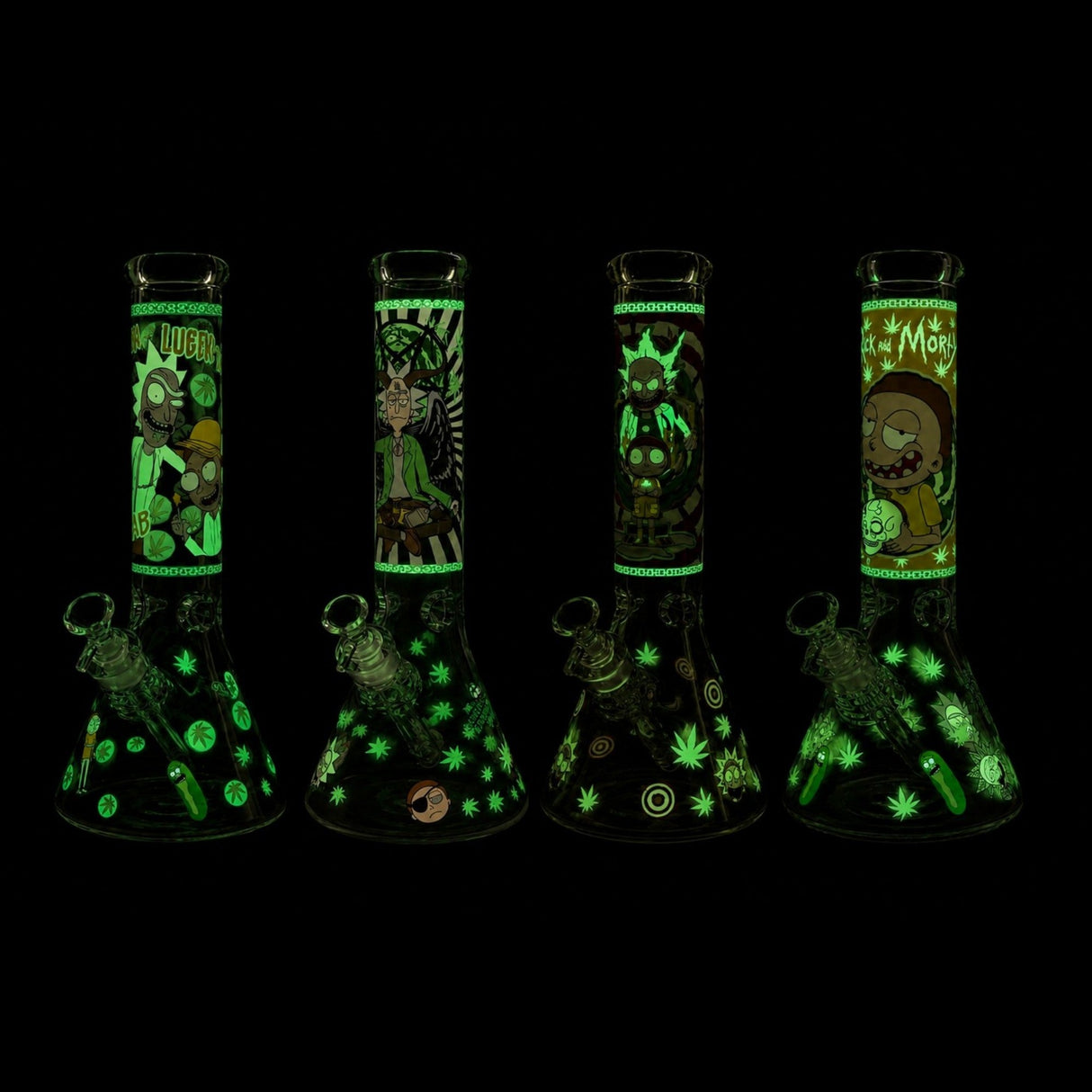 14" 7mm Interdimensional Glow Beaker Bong Glass Bong Super Supplys Inc