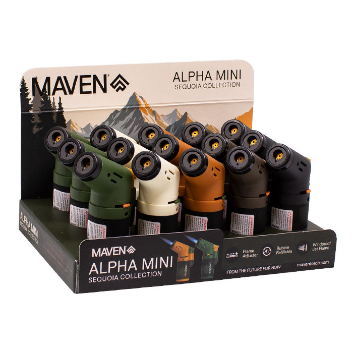 Maven | Alpha Mini Sequoia Collection Lighter Display of 15 Lighter Maple Craft Inc