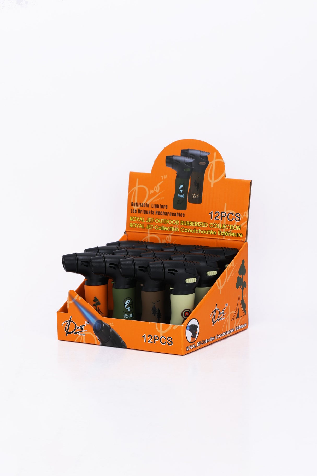 DUCO™ | ROYAL JET 3"– OUTDOOR Rubberized Collection Torch Flame Lighter (Display of 12) Torch ONE TRADING