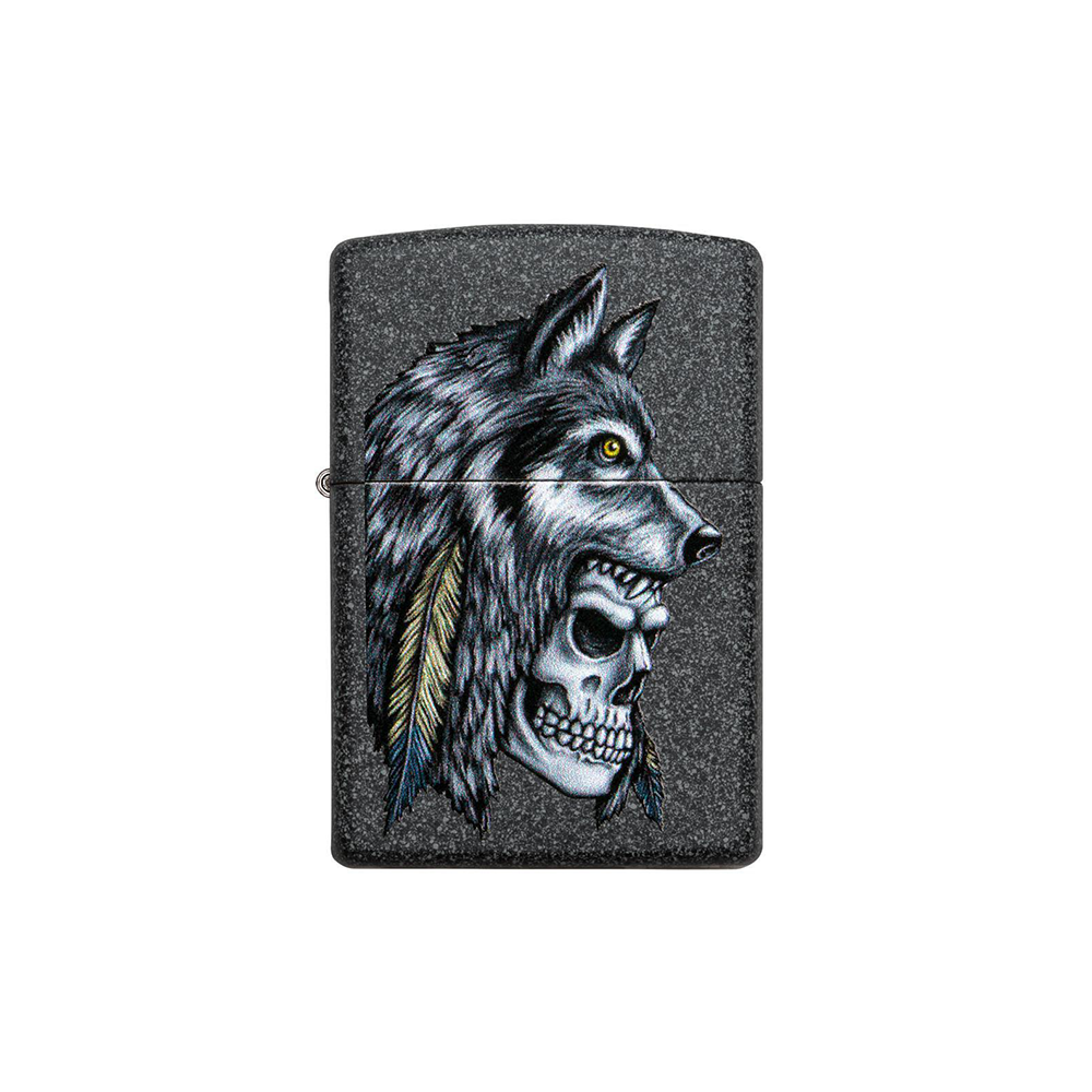 Zippo 29863 Wolf Skull Feather Design Horror · Goth ONE