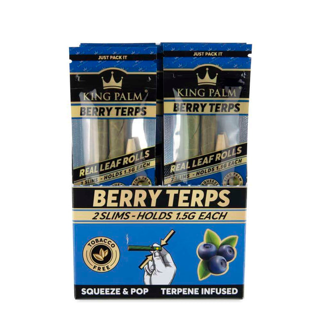 King Palm | 2 slim Hand-Rolled with flavor tips Box of 15 Leaf Wrap Cannatron Berry Terps