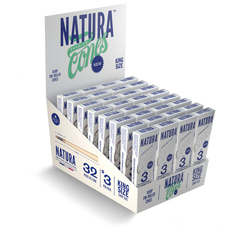 Natura – Natura Hemp Pre-Rolled Cones Box of 32 Pre-rolled Cone (Display Pack) NATURA King Size (3 Pack)