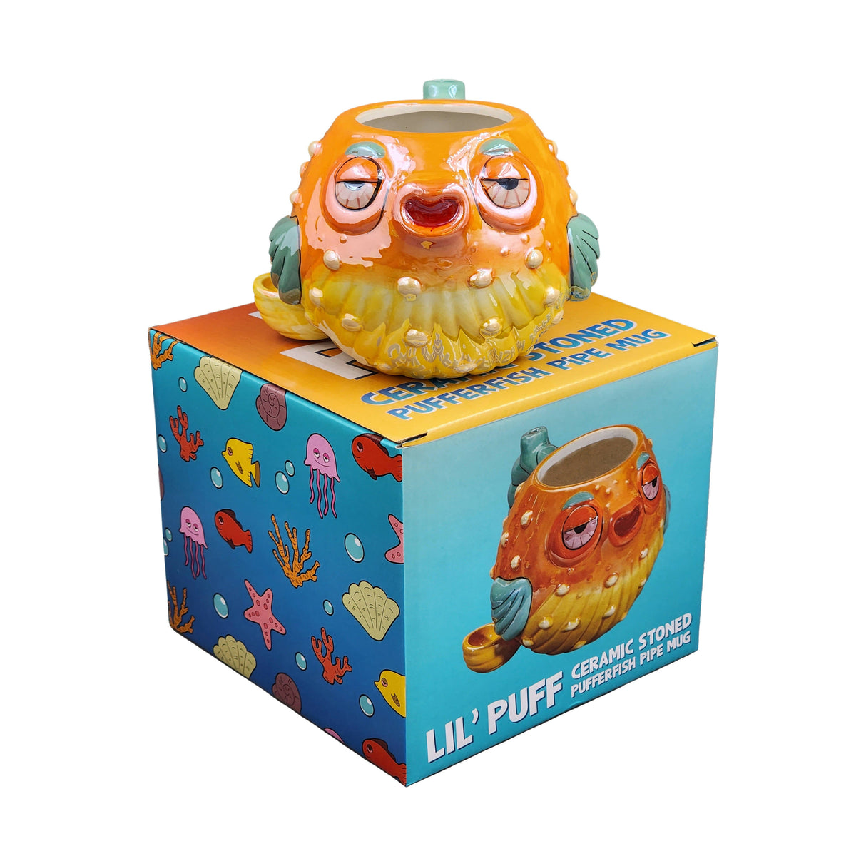 Stoned pufferfish mug pipe Mug Pipe Roast and Toast Gifts