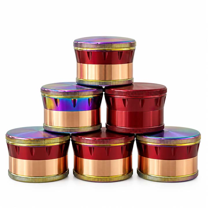 60mm Zinc Alloy 4-Piece Herb Grinder – 6PCS Display Display Pack Super Supplys Inc