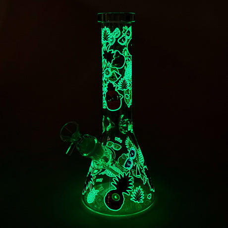 10" Glow PinePop Glass Bong – 5mm Thick Glass, Glow-in-the-Dark Pineapple Design Glass Bong DY Glass
