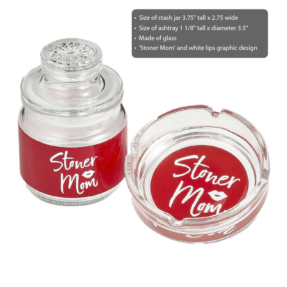 ASHTRAY AND STASH JAR SET - RED STONER MOM DESIGN Jar Roast and Toast Gifts