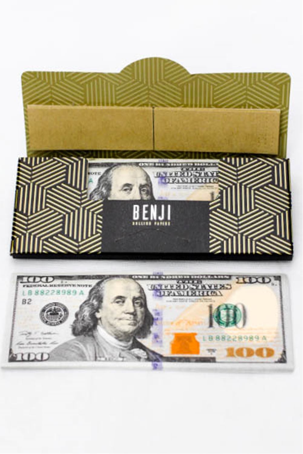 BENJI $100 BILL printed rolling paper + Filter Tips 1 - 1/4" Size ONE
