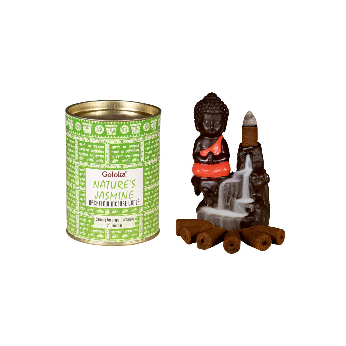 Goloka | Backflow Incense Cones 1.5" Pack of 6 Incense SunGlow Goloka Nature's Jasmine Backflow Cones