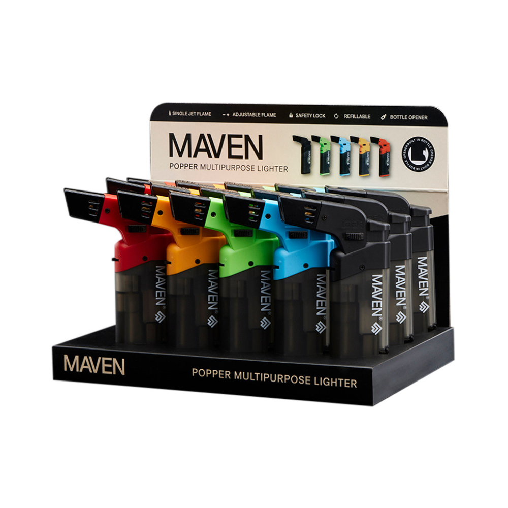 Maven Popper Lighter Display of 15 Torch Maple Craft Inc Default Title