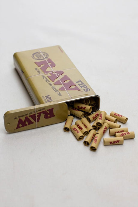 Raw Rolling paper pre-rolled filter tips 100 in a tin case Filter Tip ONE