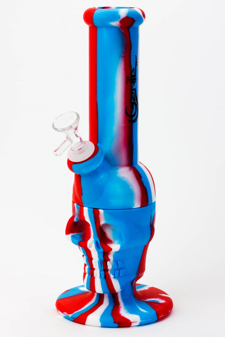 11" Genie skull multi colored detachable silicone water bong Silicone Bong ONE RD/BL