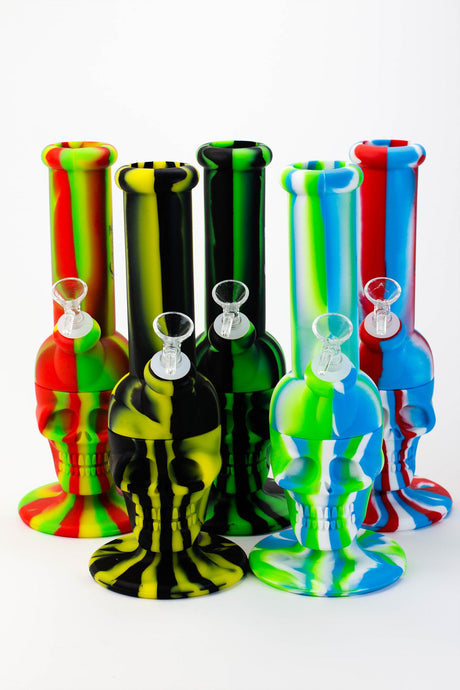 11" Genie skull multi colored detachable silicone water bong Silicone Bong ONE