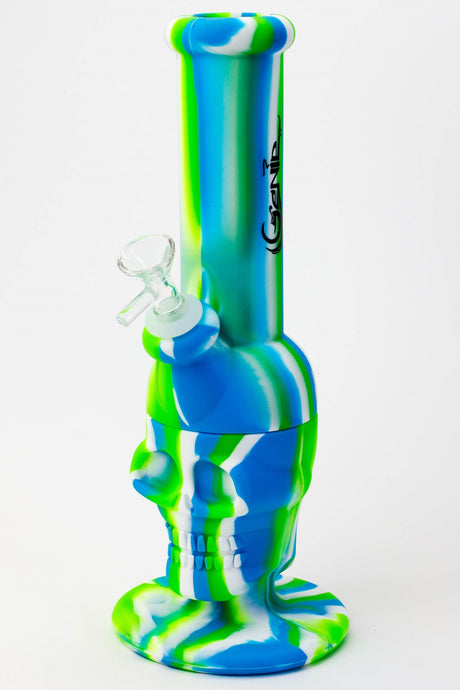 11" Genie skull multi colored detachable silicone water bong Silicone Bong ONE GR/BL