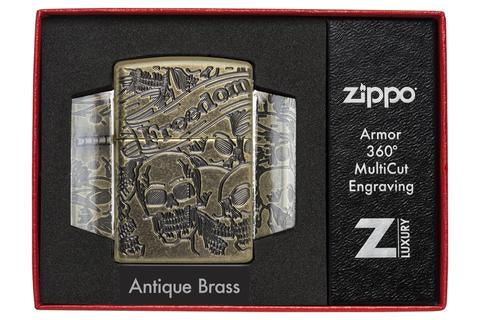 Zippo 49035 Freedom Skull Design Zippo Lighter ONE