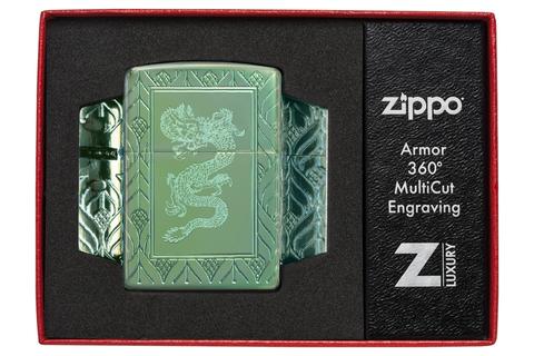 Zippo 49054 Armor High Polish Elegant Dragon Zippo Lighter ONE