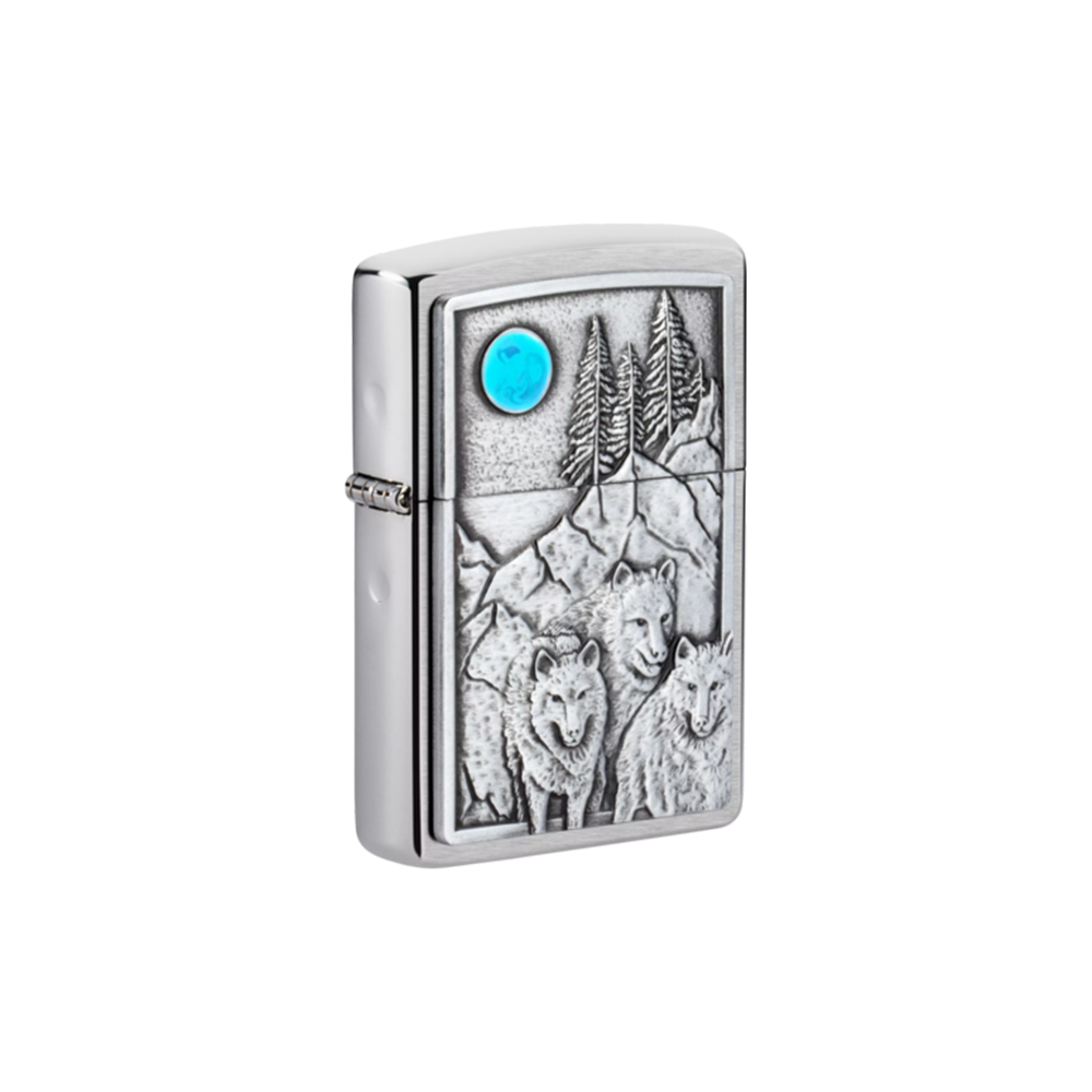Zippo 49295 Wolf Pack and Moon Emblem Design Zippo Lighter ONE