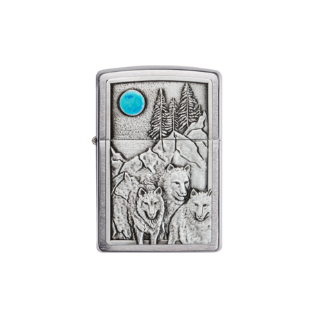 Zippo 49295 Wolf Pack and Moon Emblem Design Zippo Lighter ONE
