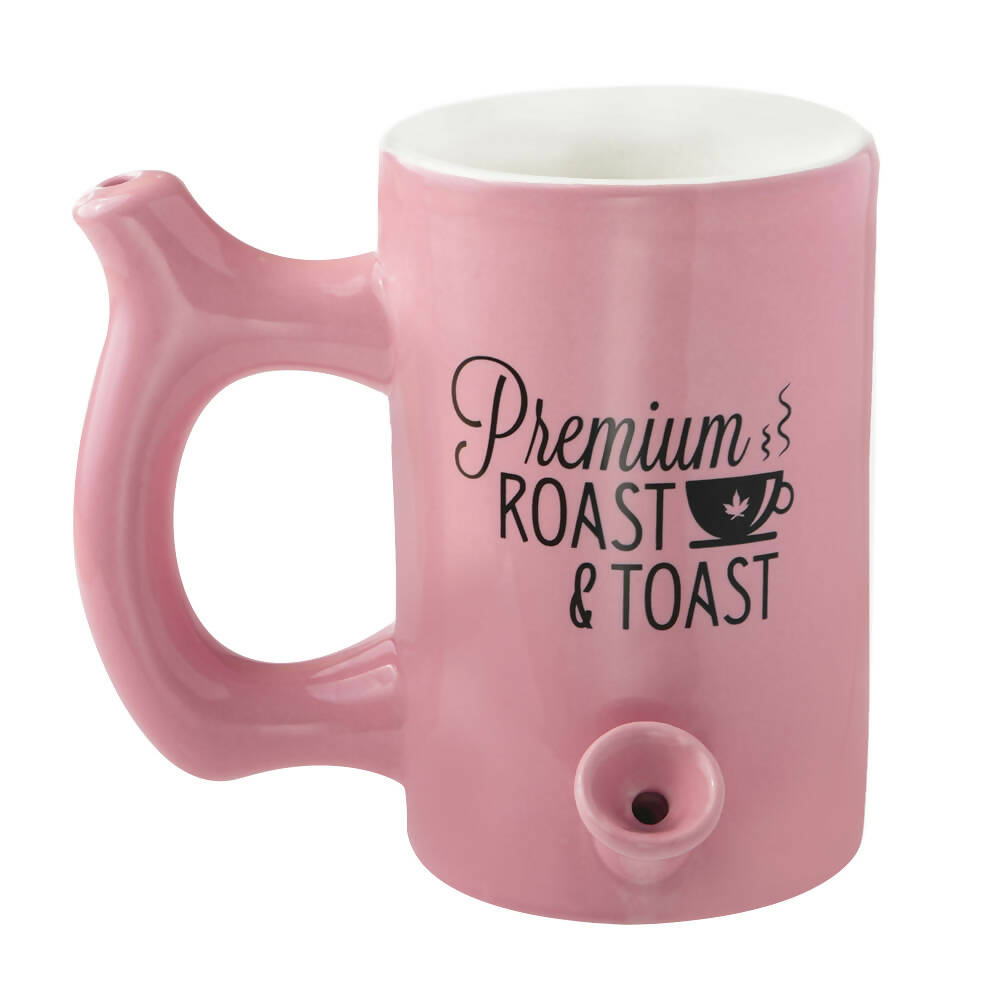 PINK ROAST & TOAST PIPE MUG WITH BLACK PRINT Mug Pipe Roast and Toast Gifts