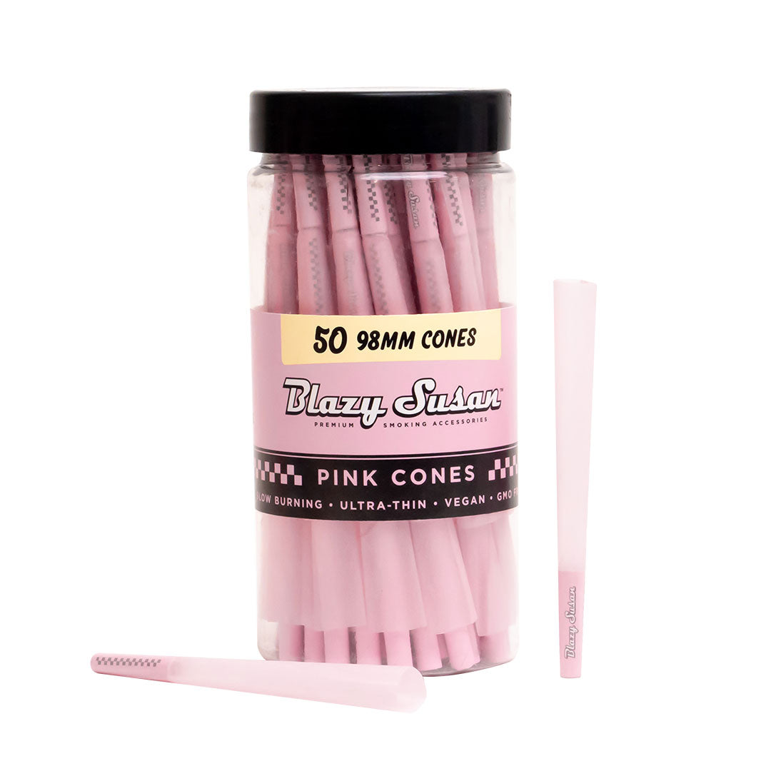 Blazy Susan | Pink 98mm Cones Pack of 50 Pre-rolled Cone (Bulk / Tower) ONE