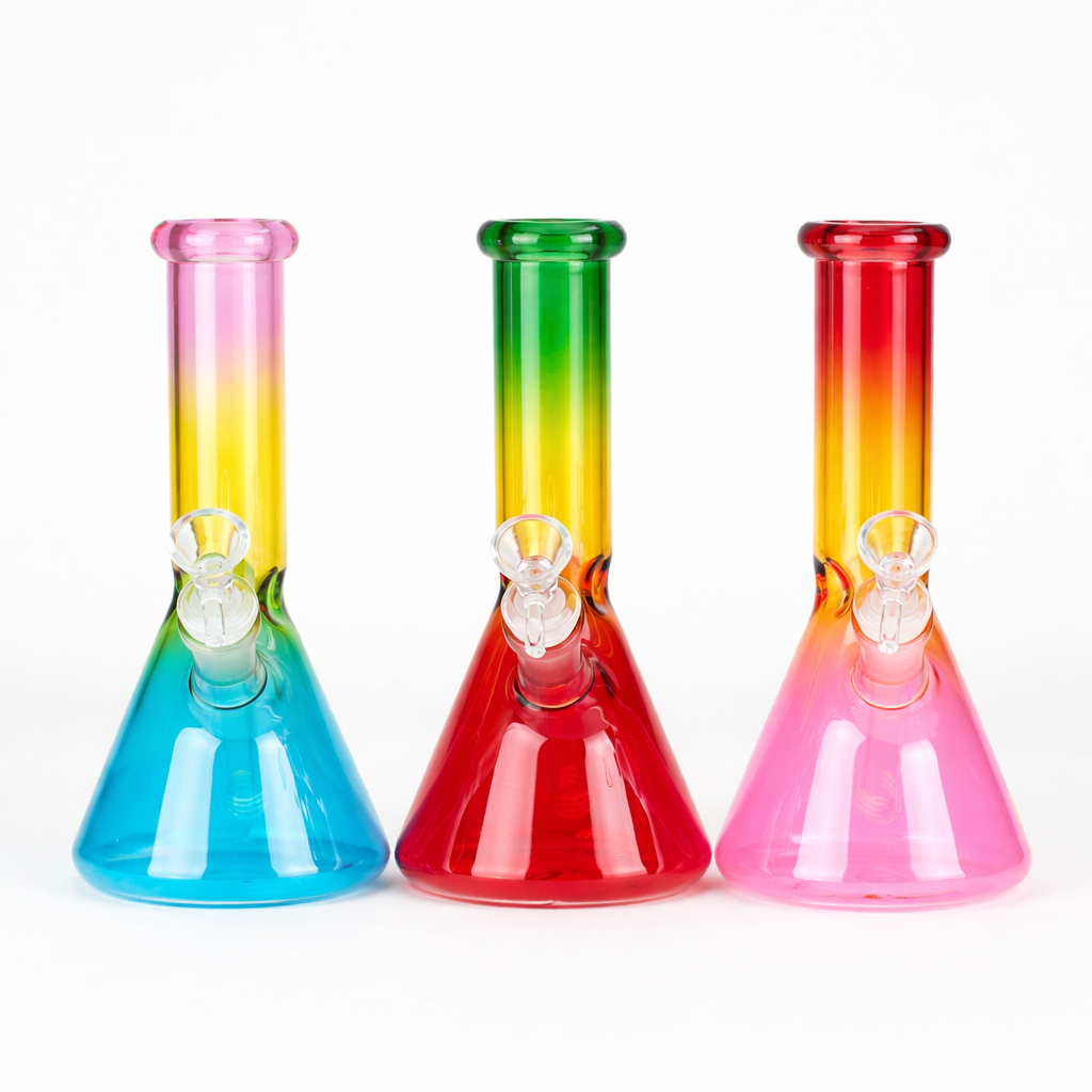 8" Three-Tone Color Glass Beaker Bong Glass Bong 777 Smoke