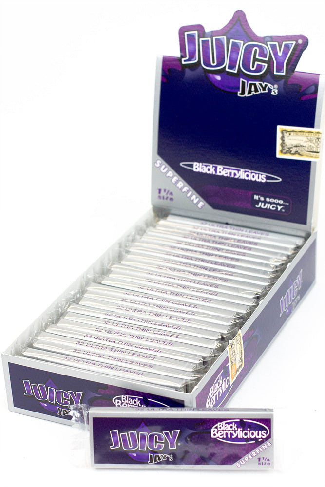 Juicy Jay's Superfine flavored hemp Rolling Papers 1 - 1/4" Size ONE Black Berrylicious