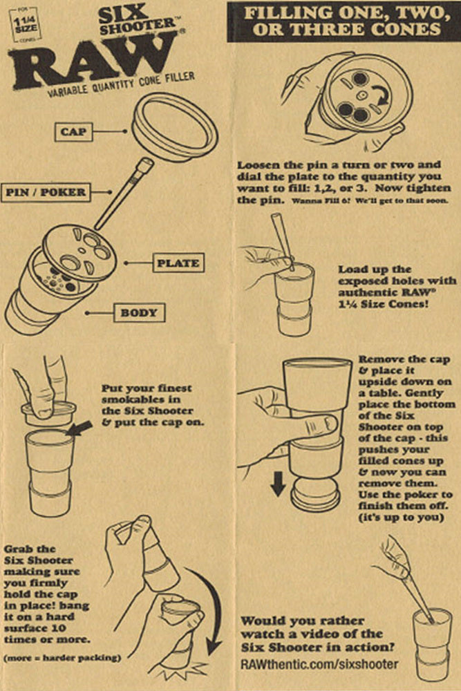 Raw six shooter for Lean size cones Filler · Poker ONE