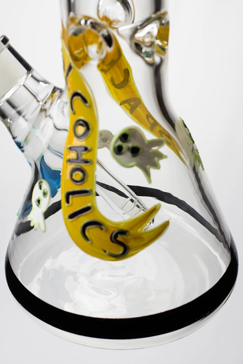 13" Glow in the dark hand painted 7 mm glass water bong Glass Bong BANKA