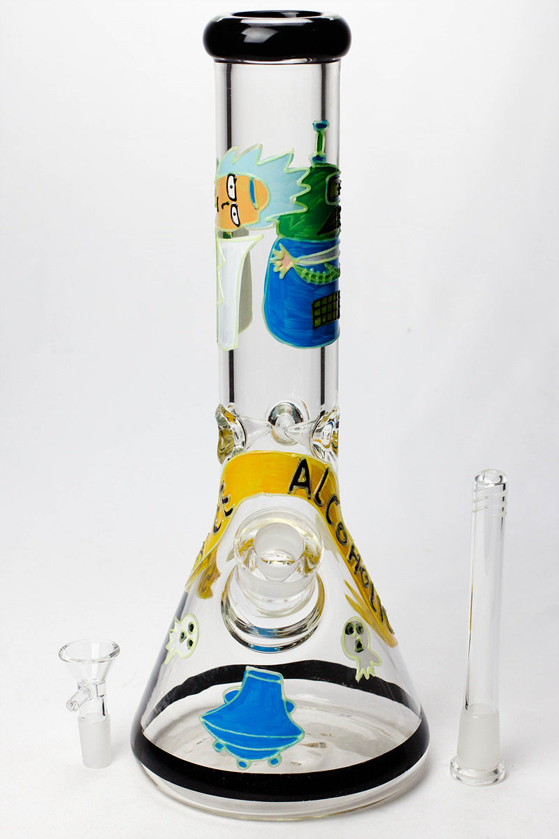13" Glow in the dark hand painted 7 mm glass water bong Glass Bong BANKA