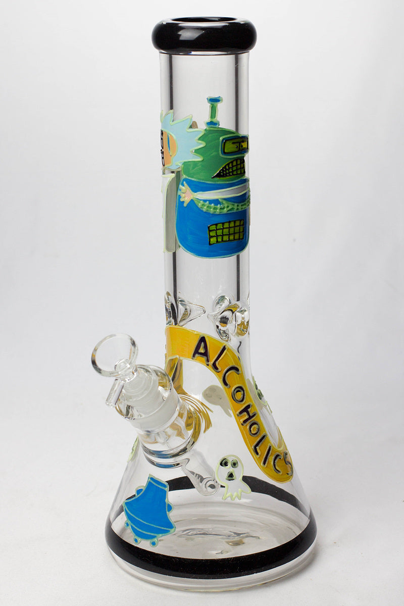 13" Glow in the dark hand painted 7 mm glass water bong Glass Bong BANKA Graphic A