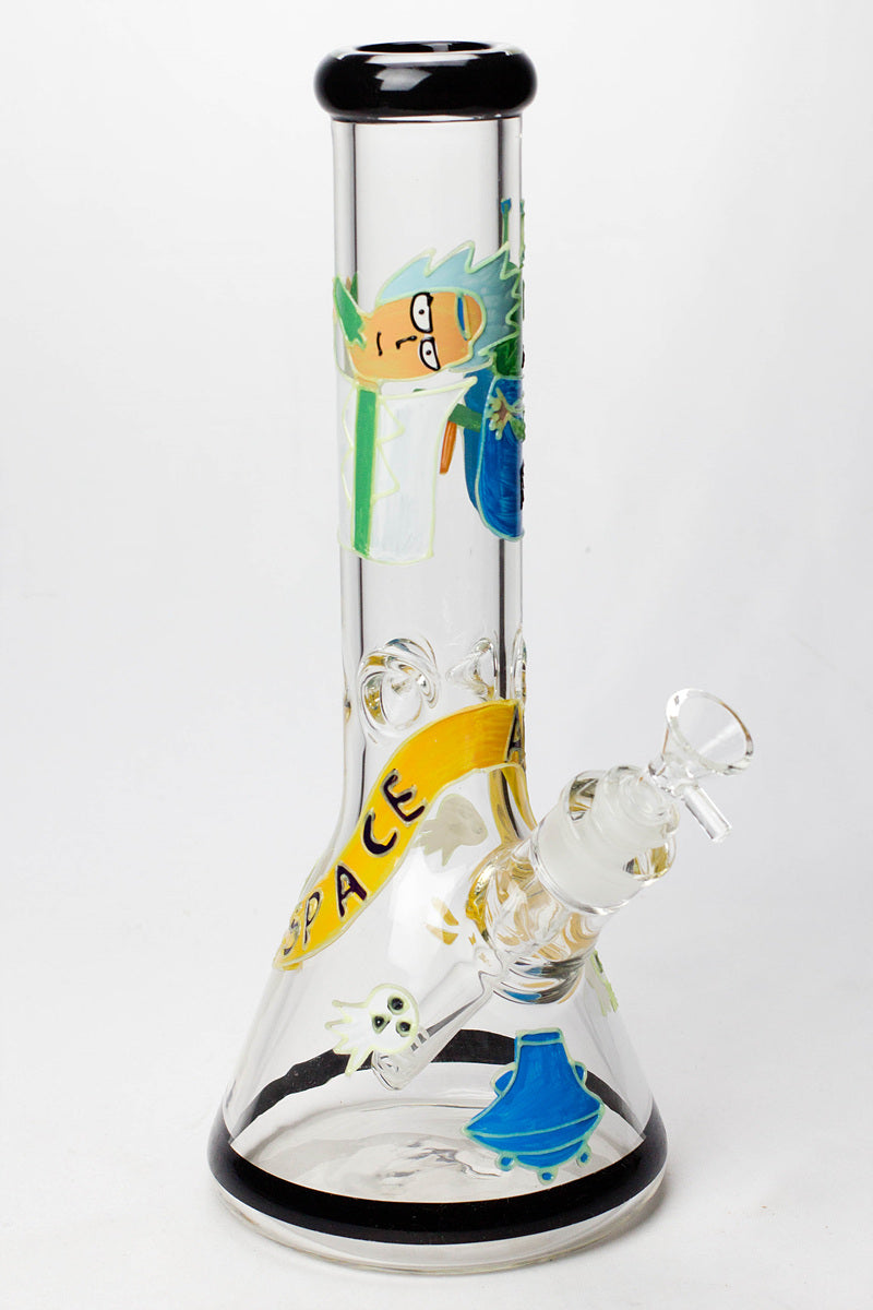 13" Glow in the dark hand painted 7 mm glass water bong Glass Bong BANKA