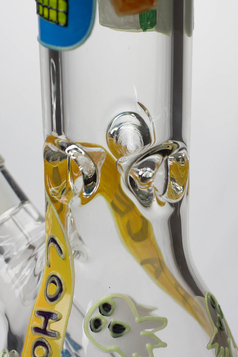 13" Glow in the dark hand painted 7 mm glass water bong Glass Bong BANKA