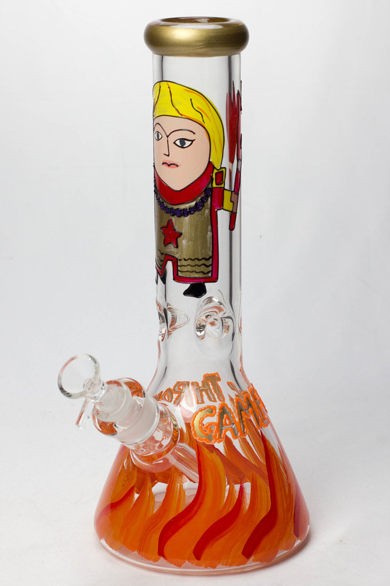 13" Glow in the dark hand painted 7 mm glass water bong Glass Bong BANKA Graphic D