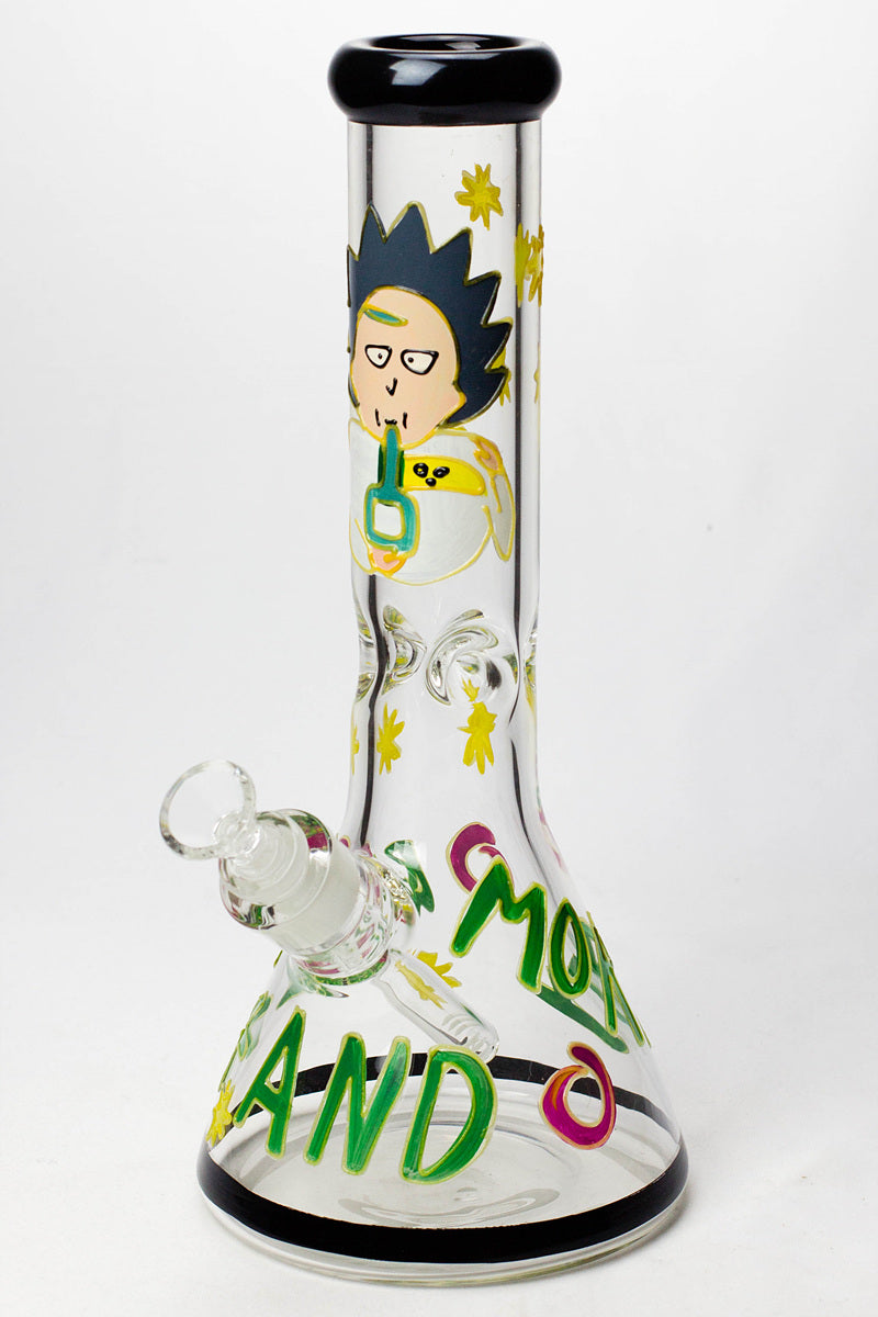 13" Glow in the dark hand painted 7 mm glass water bong Glass Bong BANKA Graphic G