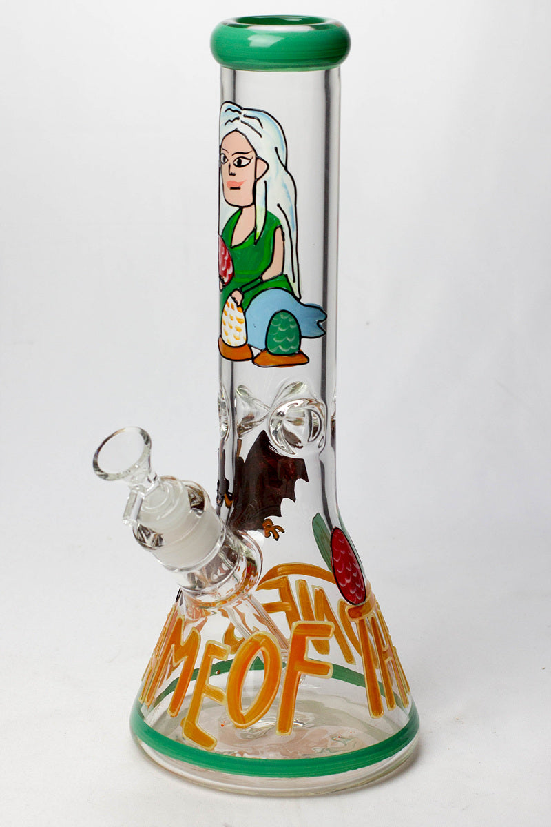 13" Glow in the dark hand painted 7 mm glass water bong Glass Bong BANKA Graphic I