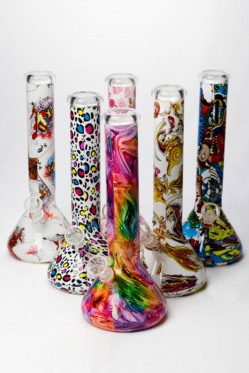 10" Graphic wrap glass water pipe Glass Bong BANKA