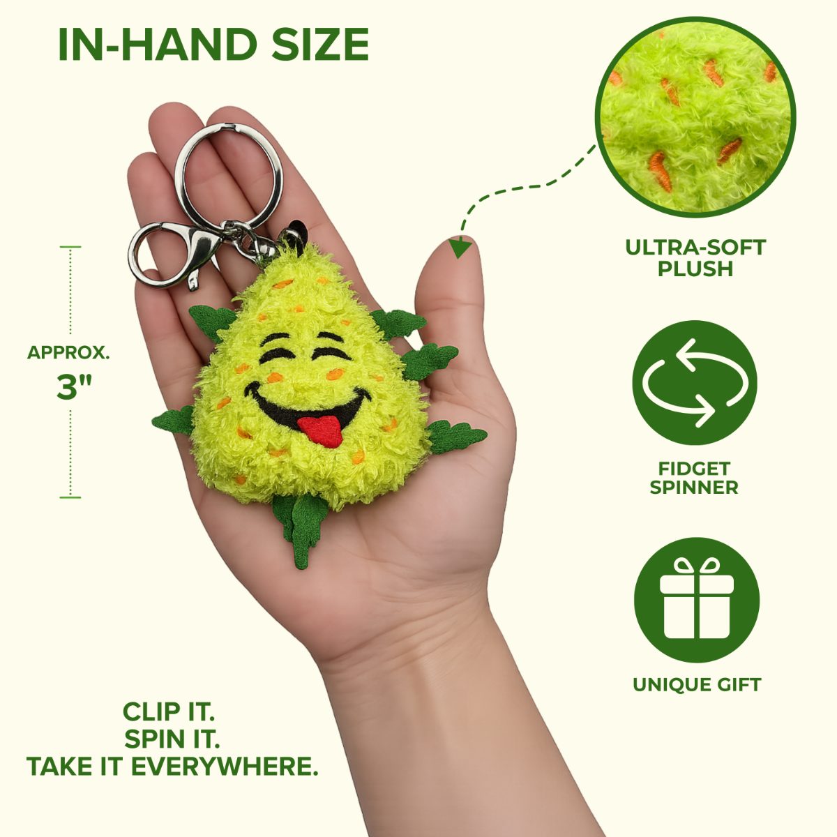 Bud the Weed Nug | Mini Plush Keychain & 420 Fidget Charm Stationery · Accessory PAW20