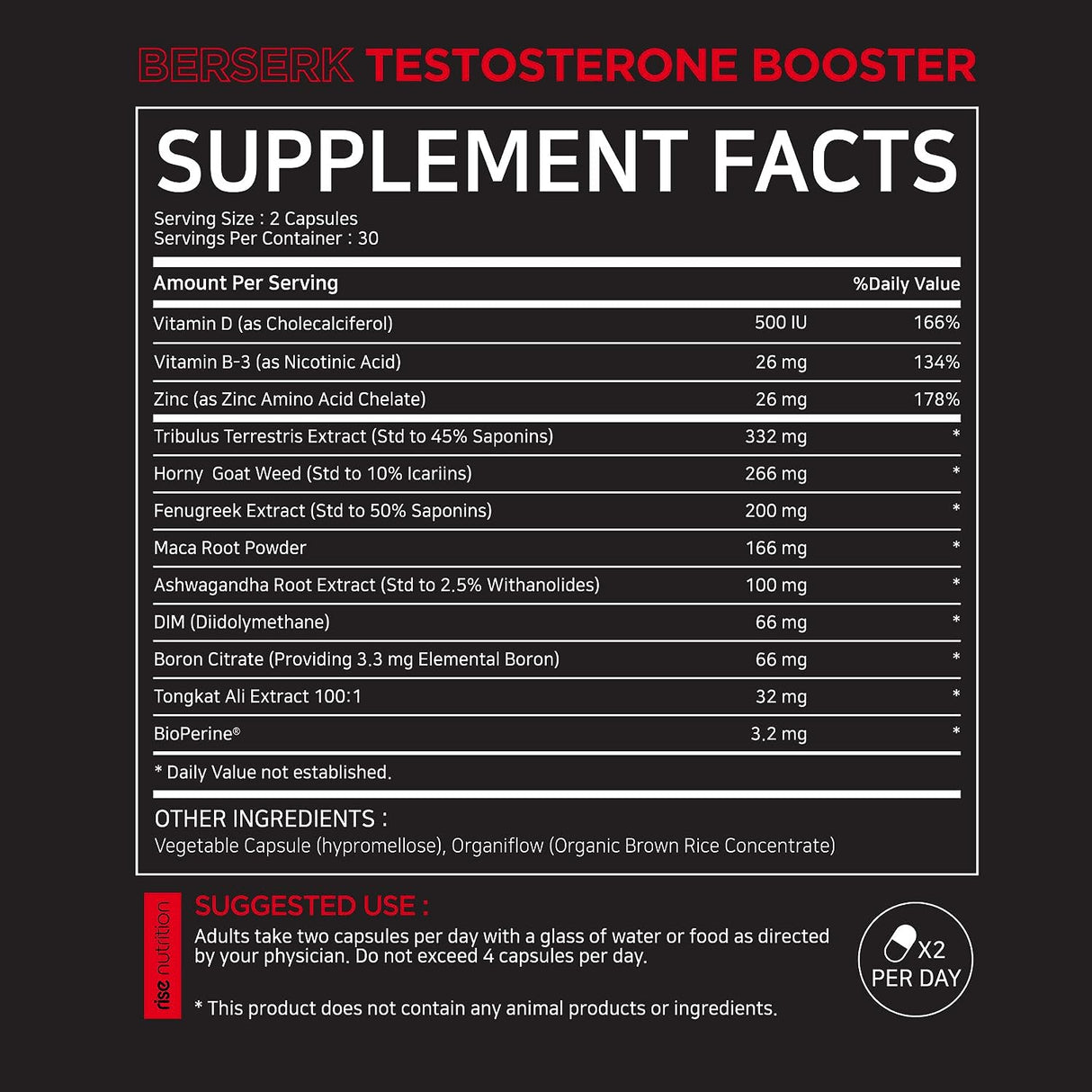 rise nutrition | Testosterone Booster with Maca & Tribulus Supplement Neo Wholesale Co.