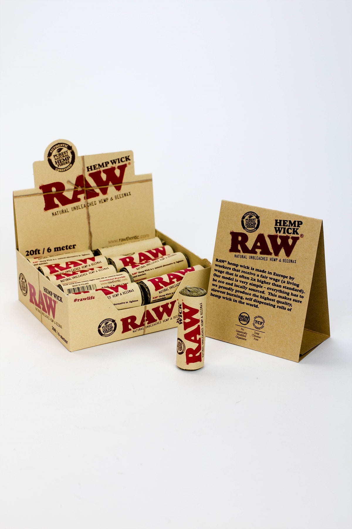 Raw Hemp Wick 20 ft / 6m Display of 20 Display Pack ONE