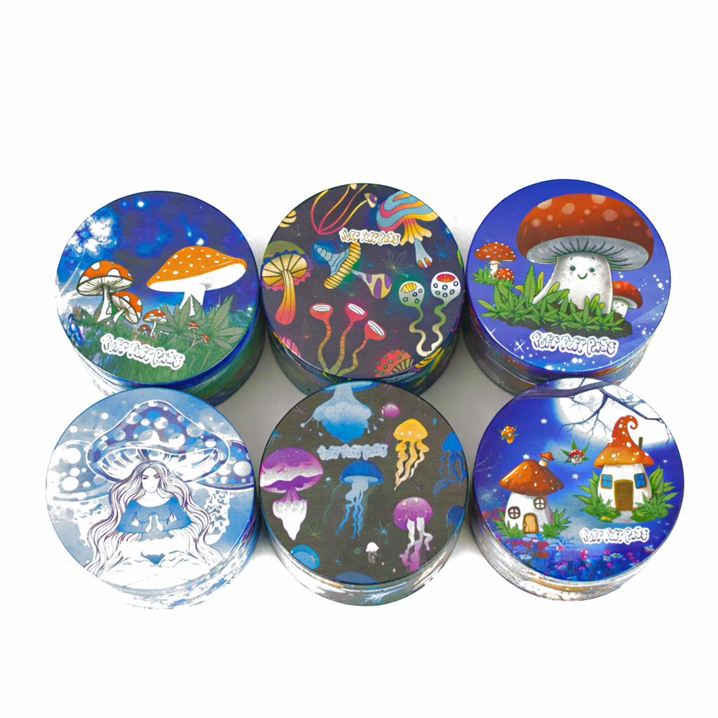2.5" Mushroom Design Metal Grinder – 4 Layers (Box of 6)