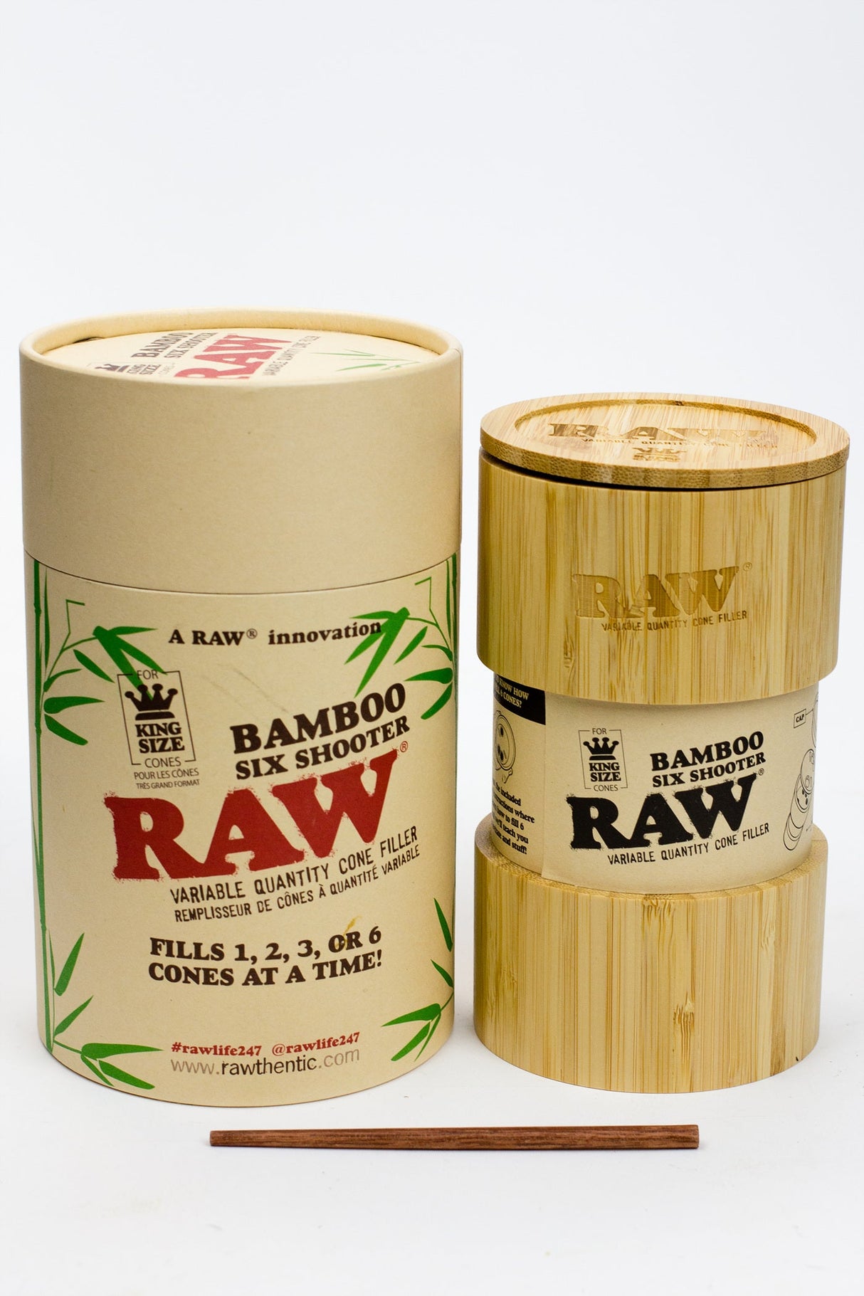 Raw Bamboo six shooter for King size cones Filler · Poker ONE