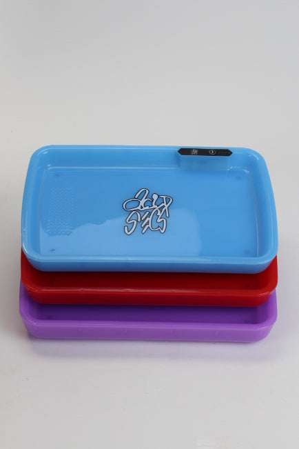 Acid Secs LED Rolling Tray with Grinding Pad Tray Acid Secs Productions Inc. Blue