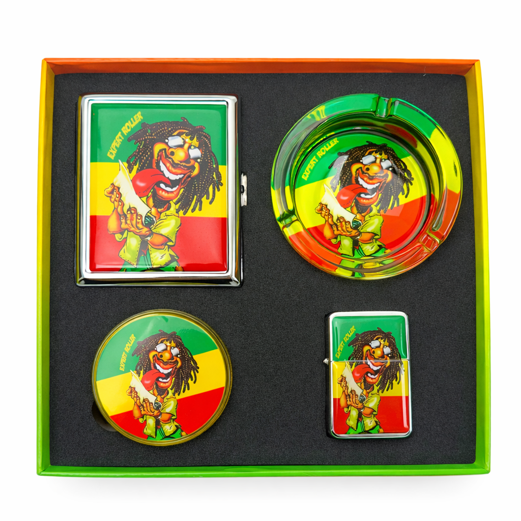 4 Pcs Smoking Accessories Gift Box Bundle LEHIGH WHOLESALE Rasta Man (622)